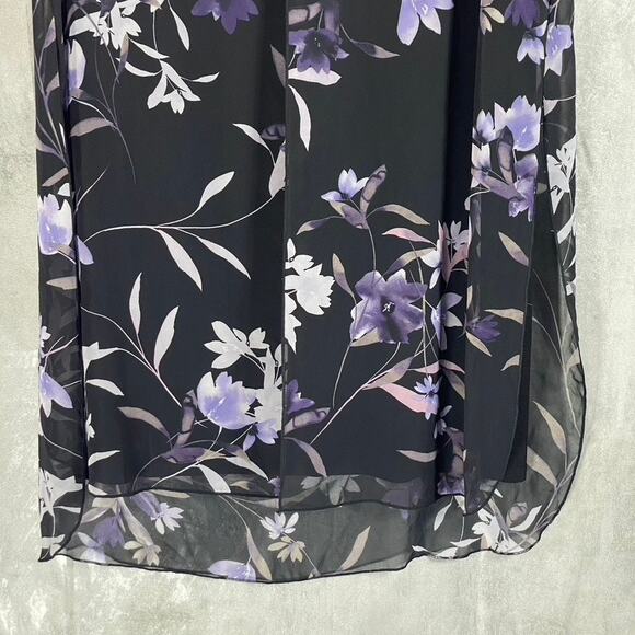 CONNECTED APPAREL Women's Grape Floral-Print Sleeveless Chiffon Overlay Dress - Picture 8 of 14